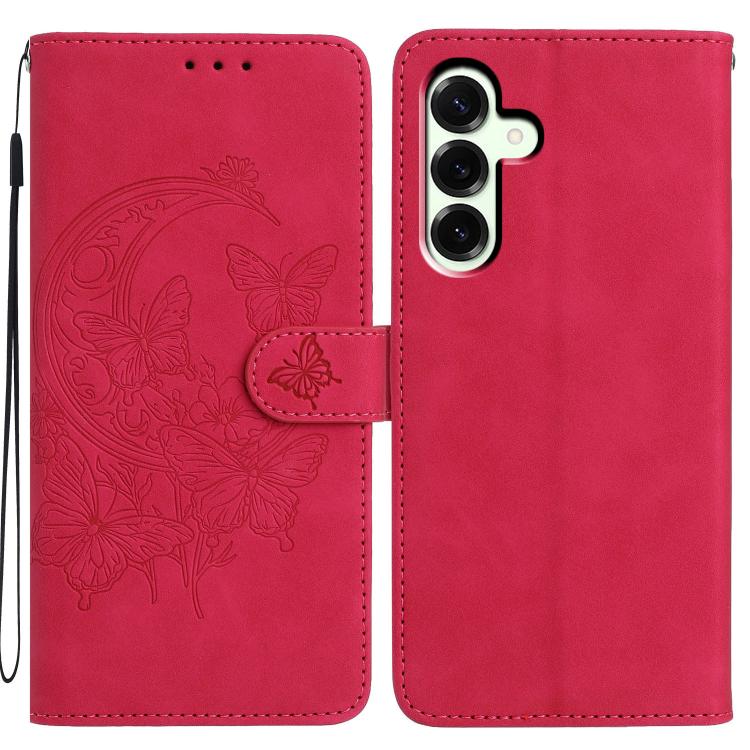 Funda de cuero con relieve y diseño de mariposas danzantes para Samsung Galaxy A17 5G (rosa)