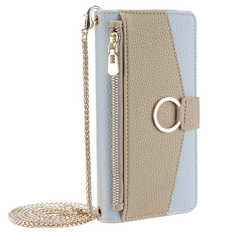 Funda de cuero con textura de lichi cruzada para Samsung Galaxy S25+ 5G (azul)