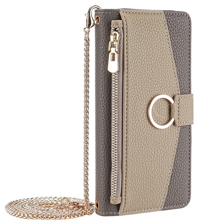 Funda de cuero con textura de lichi para Samsung Galaxy S25+ 5G (gris)