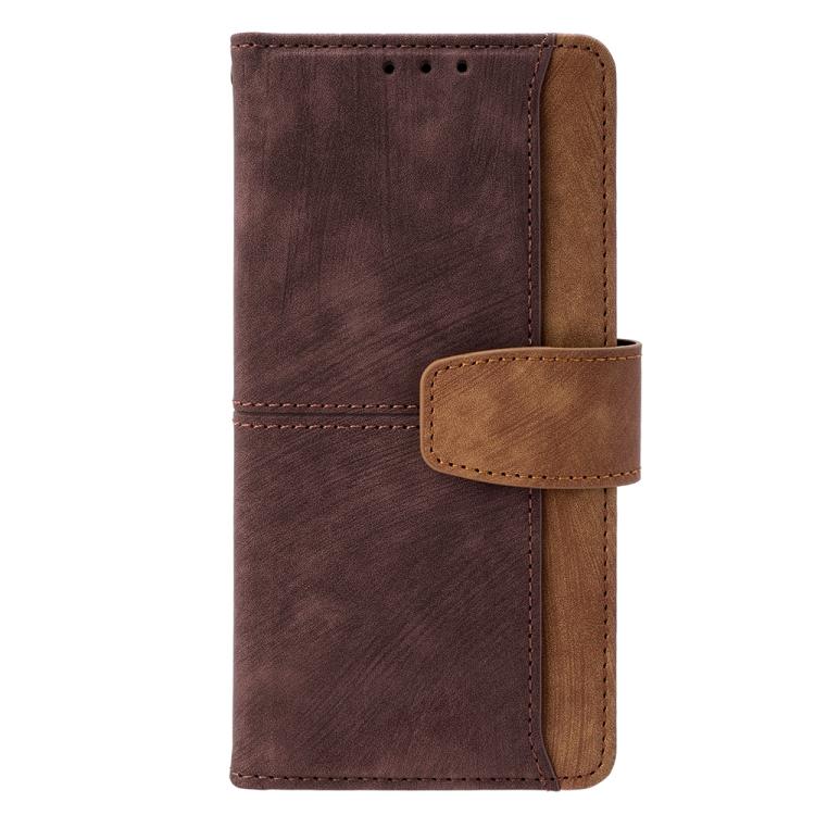 Funda de cuero con costuras de color y bloqueo RFID para Samsung Galaxy S25 Ultra 5G (marrón)