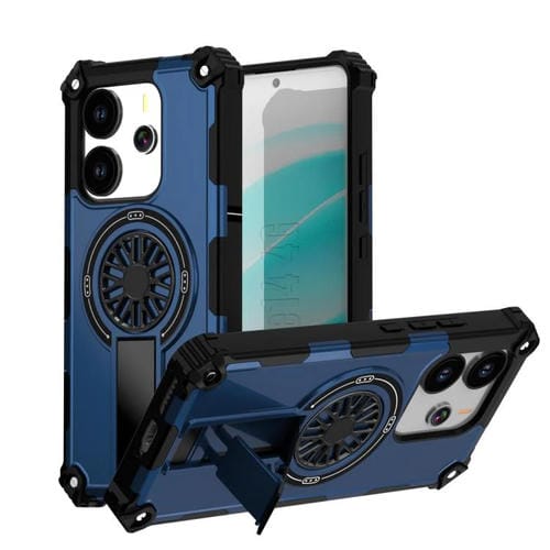 Funda MagSafe para Redmi Note 14 4G de 163,25 mm con soporte metálico y eje a prueba de golpes (azul)