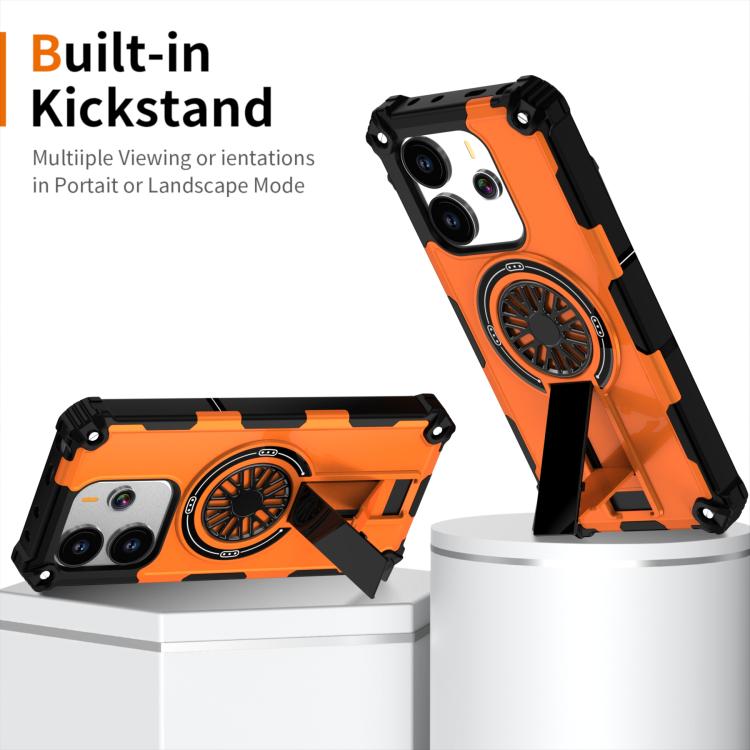 Funda para Redmi Note 14 4G de 163,25 mm con soporte metálico y eje MagSafe (naranja)