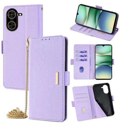Funda de cuero con cadena cruzada para Redmi A5 4G (171,7 mm) (morado)