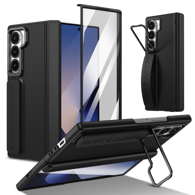 Funda para teléfono con soporte y correa para Samsung Galaxy Z Fold6 (negro)