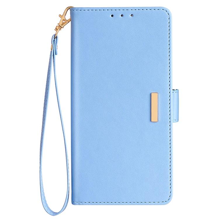Funda de cuero con cadena cruzada para Samsung Galaxy S25 Ultra 5G (azul)
