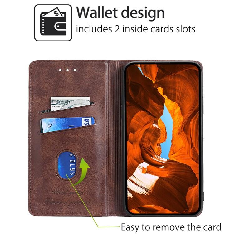 Funda magnética de cuero con textura de vaca para Samsung Galaxy S25 5G (marrón oscuro)