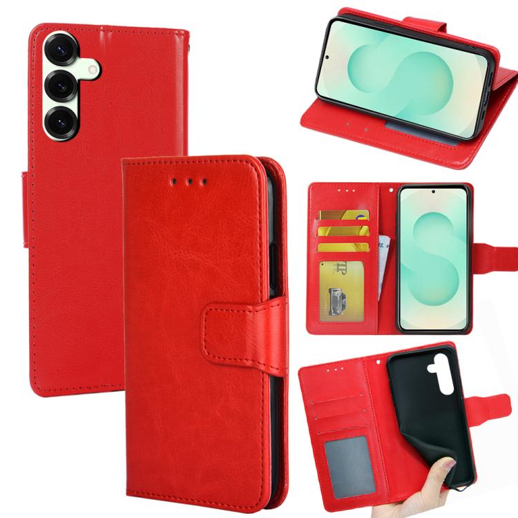 Funda de cuero con textura de cristal para Samsung Galaxy S25+ 5G (roja)
