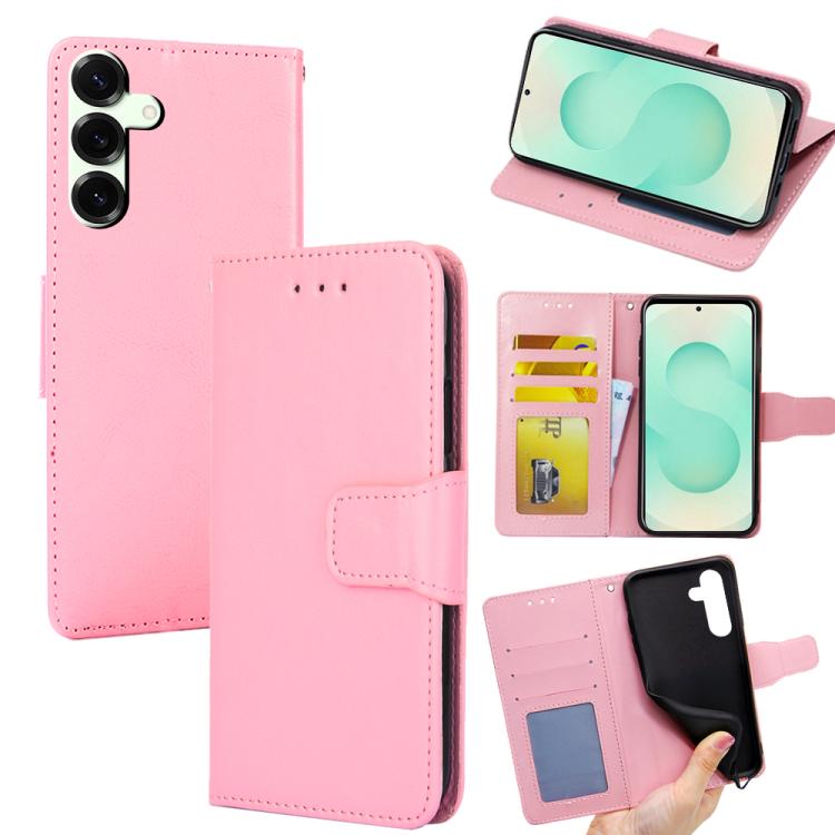 Funda de cuero con textura de cristal para Samsung Galaxy S25+ 5G (rosa)
