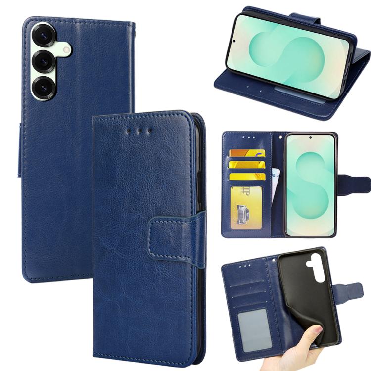 Funda de cuero con textura de cristal para Samsung Galaxy S25+ 5G (azul rey)