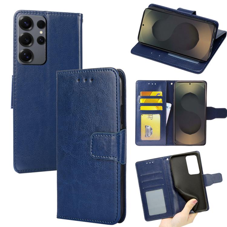 Funda de cuero con textura de cristal para Samsung Galaxy S25 Ultra 5G (azul rey)