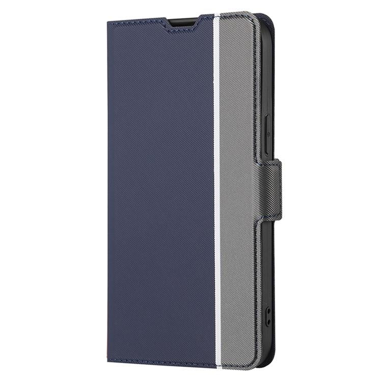 Funda de cuero con textura de sarga y botones laterales para Samsung Galaxy S25+ 5G (azul)