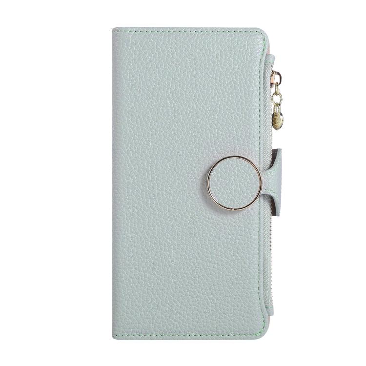 Funda de cuero con hebilla redonda y cremallera para Redmi Note 14 5G, con correa cruzada (azul cielo)