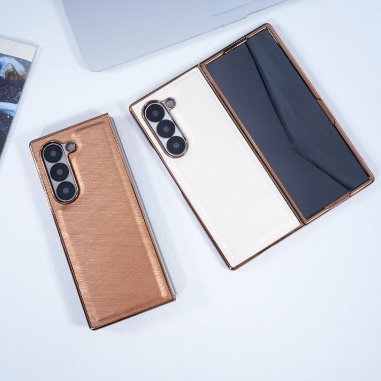 Funda de franela con textura de fibra de bambú y película templada para Samsung Galaxy Z Fold5 (azul)