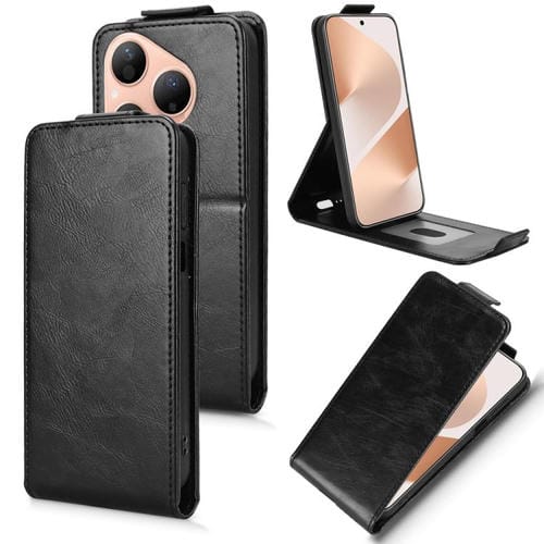 Funda magnética vertical de cuero con hebilla para Huawei Pura 80 5G (negro)