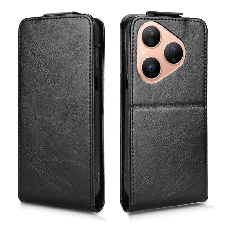 Funda magnética vertical de cuero con hebilla para Huawei Pura 80 5G (negro)