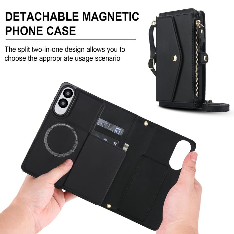 Funda de cuero desmontable con cordón para Samsung Galaxy S25 Edge 5G (negro)