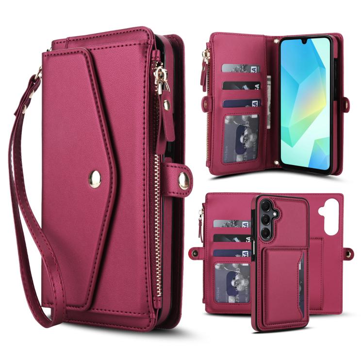 Funda de cuero desmontable con cordón para Samsung Galaxy S23+ 5G (color rojo)