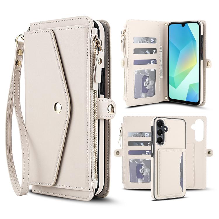 Funda de cuero desmontable con cordón para Samsung Galaxy S23 5G (blanco)
