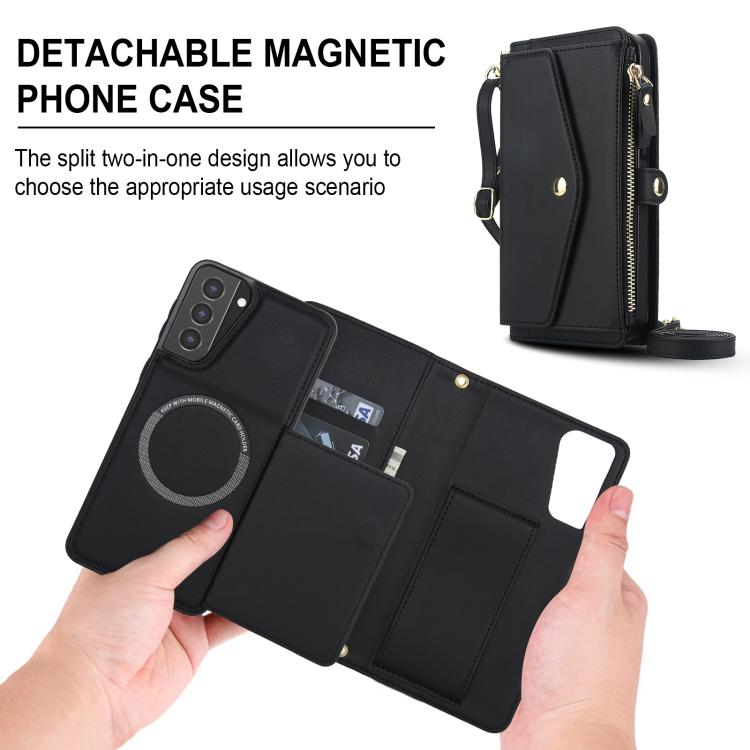 Funda de cuero desmontable con cordón para Samsung Galaxy S21+ 5G (negro)