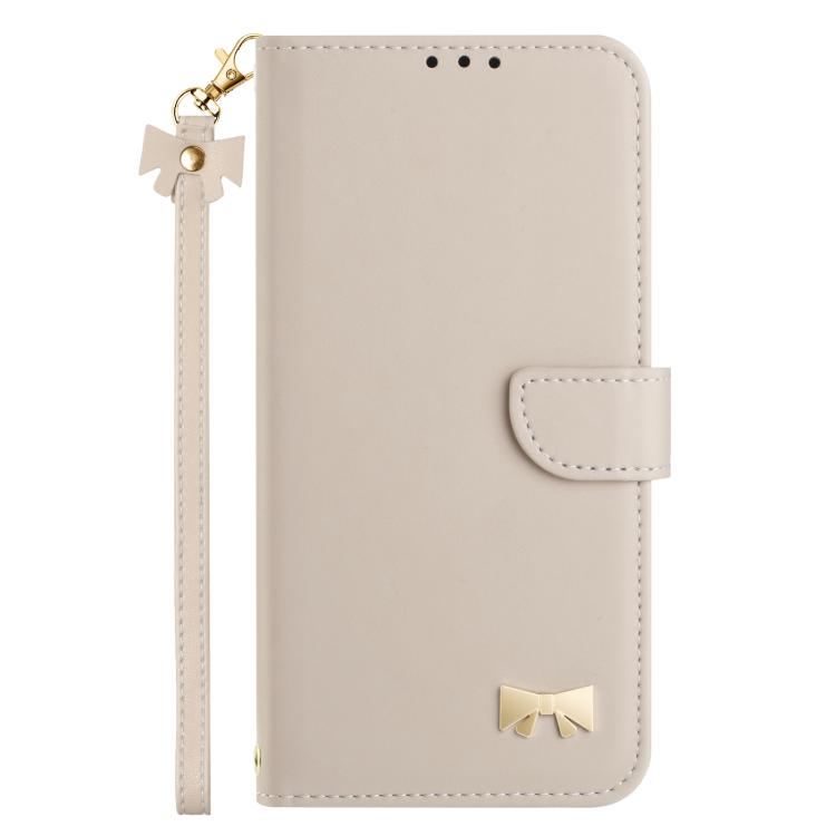 Funda de cuero con lazo metálico y correa para la mano para Xiaomi 15 Ultra (albaricoque)