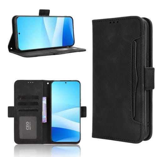 Funda de piel con textura de becerro y ranuras para tarjetas para Meizu Note 16 Pro 5G (negra)