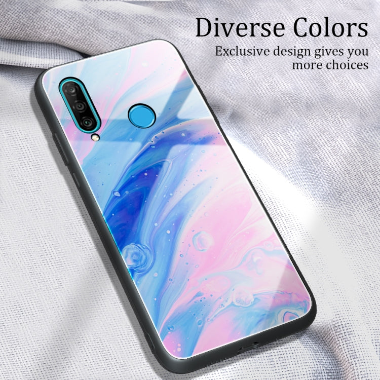 Para Huawei P30 lite / nova 4e Funda protectora de vidrio con patrón de mármol (DL05)