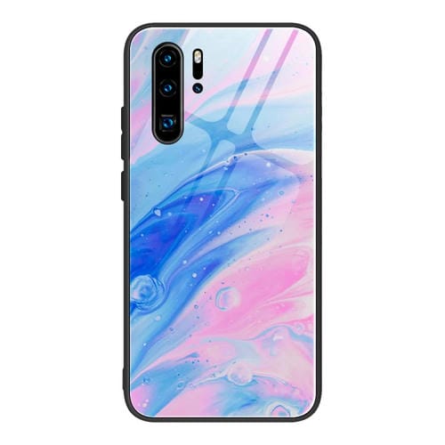 Para Huawei P30 Pro Funda protectora de vidrio con patrón de mármol (DL05)