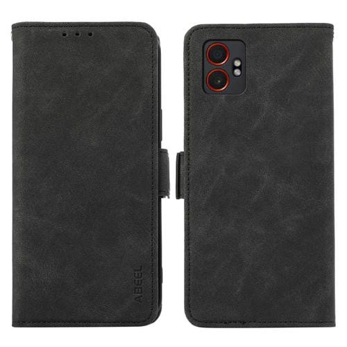 Funda de cuero magnético ABEEL con protección RFID para Samsung Galaxy XCover7 Pro (negra)