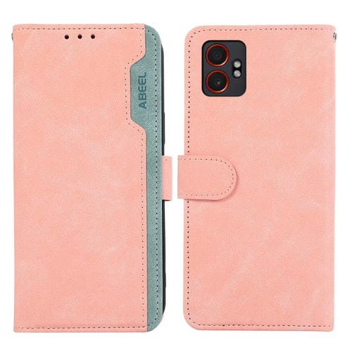 Funda de cuero con bloqueo de color ABEEL para Samsung Galaxy XCover7 Pro (rosa-cian)