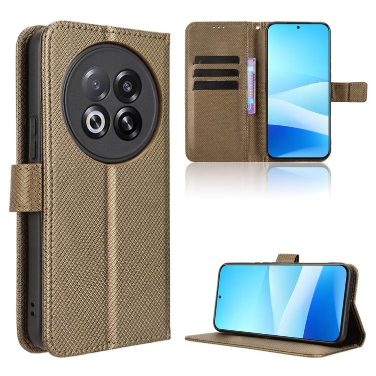 Funda de cuero con textura de diamante para Meizu Note 16 Pro 5G (marrón)