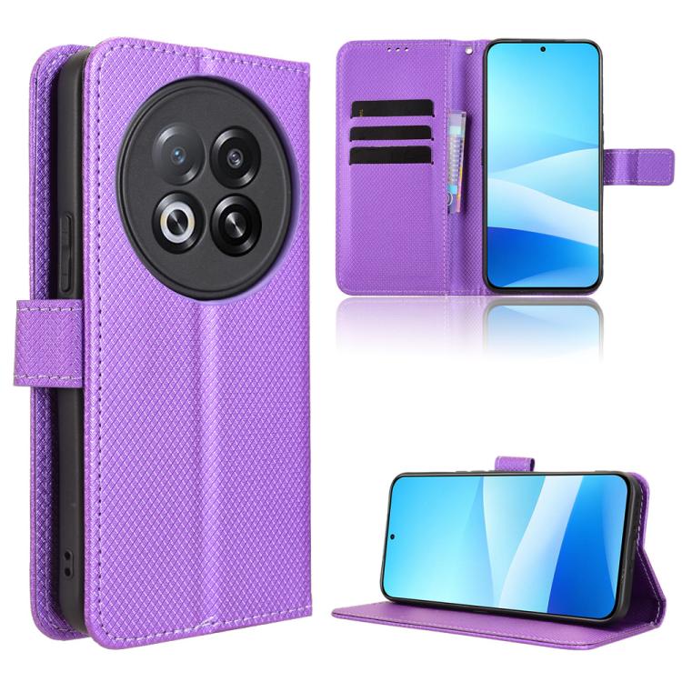 Funda de cuero con textura de diamante para Meizu Note 16 Pro 5G (morada)