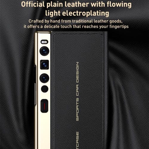Funda plegable de cuero liso galvanizado GKK para Huawei Mate Xs 2 (negro)