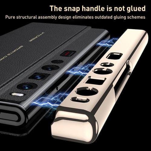 Funda plegable de cuero liso galvanizado GKK para Huawei Mate Xs 2 (negro)