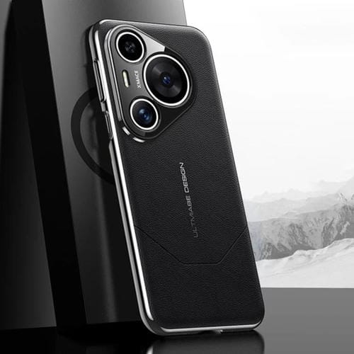 Funda premium con diseño de imitación galvanizada para Huawei Pura 70 Pro/Pro+ (negra)