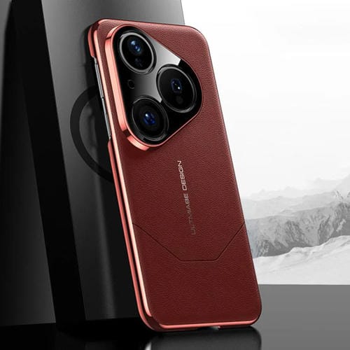 Funda premium galvanizada de imitación con diseño de vanguardia para Huawei Pura 80 5G (roja)