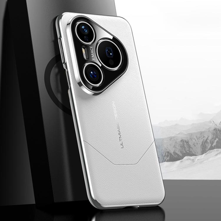 Funda premium con diseño de imitación galvanizada para Huawei Pura 80 Pro Ultra 5G (blanca)