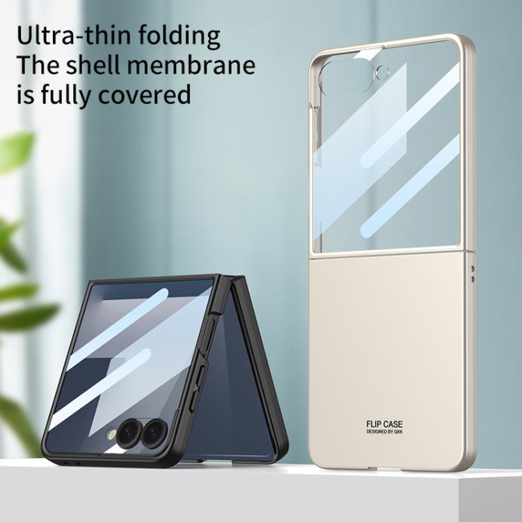 Funda ultrafina de cobertura total integrada GKK para Samsung Galaxy Z Flip7 5G (gris titanio)