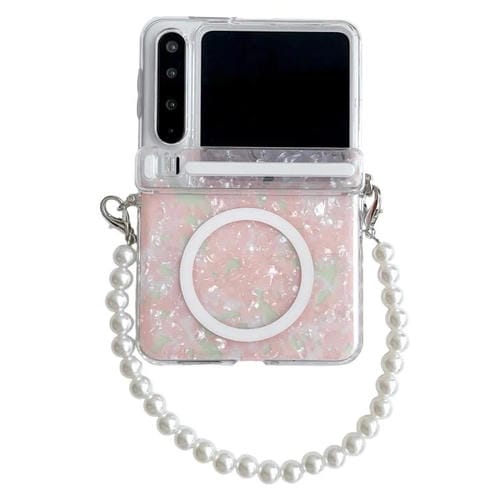 Funda MagSafe con hebilla lateral y textura perlada para Huawei Pura X (rosa y verde)