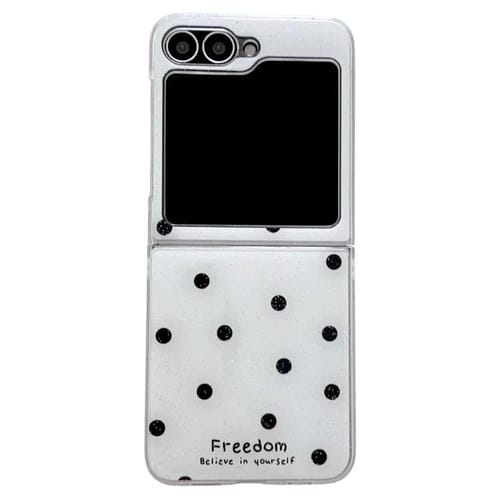 Funda para Samsung Galaxy Z Flip6 con diseño de puntos brillantes (blanca)