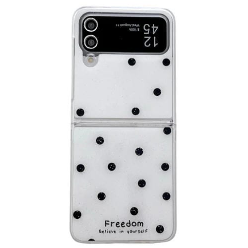 Funda para Samsung Galaxy Z Flip4 con diseño de puntos brillantes (blanca)