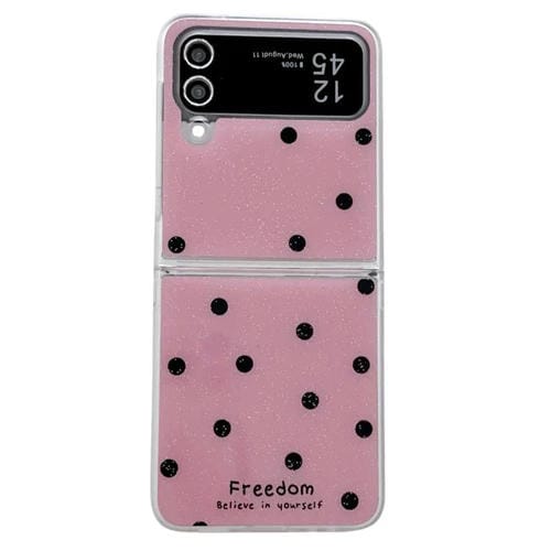 Funda con estampado de puntos brillantes para Samsung Galaxy Z Flip4 (rosa y rojo)