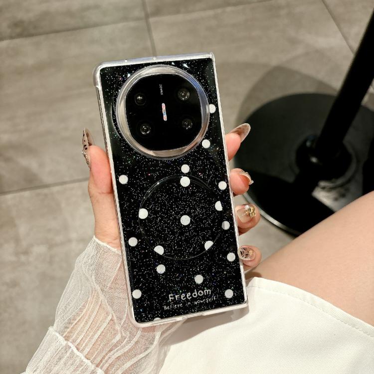 Funda con estampado de puntos brillantes y soporte para Huawei Mate X6 (negra)