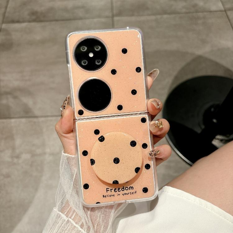Funda para Huawei P50 con diseño de puntos brillantes y soporte (dorada)