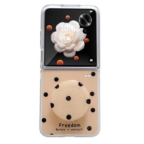 Funda para teléfono con purpurina y diseño de puntos para Honor Magic V Flip (dorada)