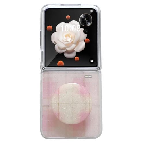 Funda para teléfono con soporte y diseño de puntos brillantes para Honor Magic V (rosa)