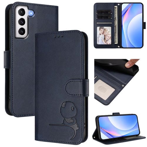 Funda de cuero con estampado RFID y cordón para Samsung Galaxy S21 5G (azul)