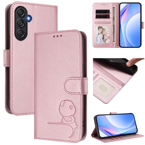 Funda de cuero con relieve RFID y cordón para Samsung Galaxy M54 5G / F54 5G (rosa)