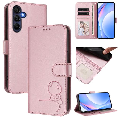 Funda de cuero con relieve RFID y cordón para Samsung Galaxy A26 5G (rosa)