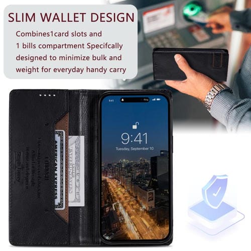 Funda de cuero magnético con textura retro RFID TTUDRCH para Motorola Edge 60 Pro (negro)