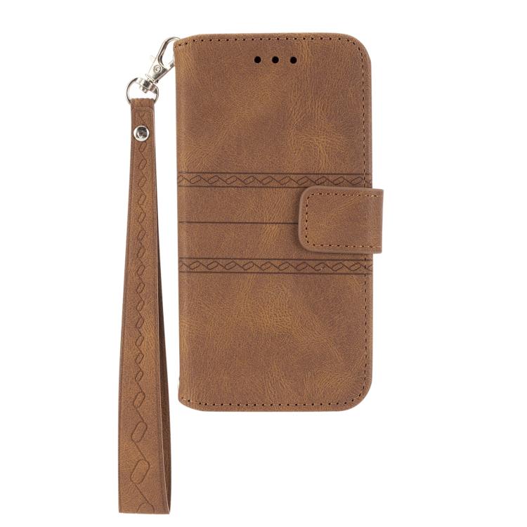 Funda de cuero con textura de rayas en relieve para Huawei Pura 80 Ultra 5G (marrón)